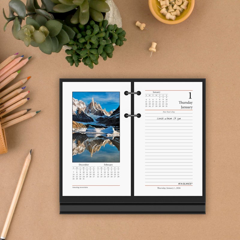 AT-A-GLANCE 2026 Desk Calendar Refill, Daily, 3-1/2"" x 6"", Standard, Loose-Leaf, Photographic (E4175026) - Image 2